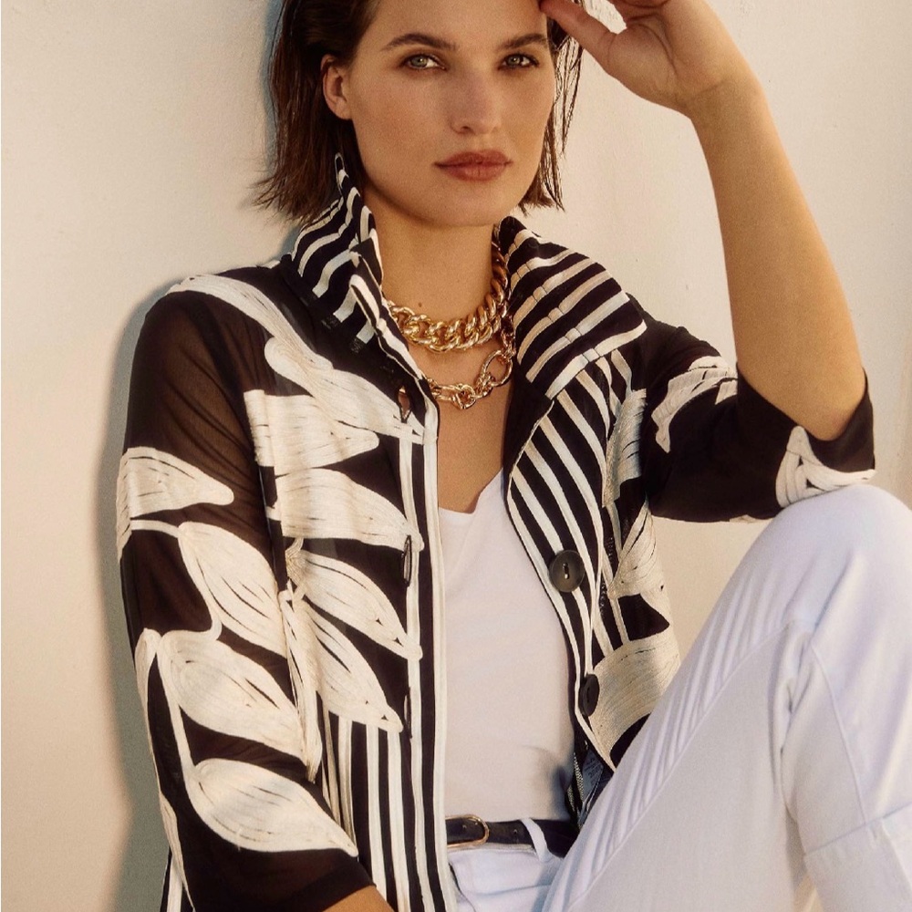 Joseph Ribkoff Black and White Artistic Blazer